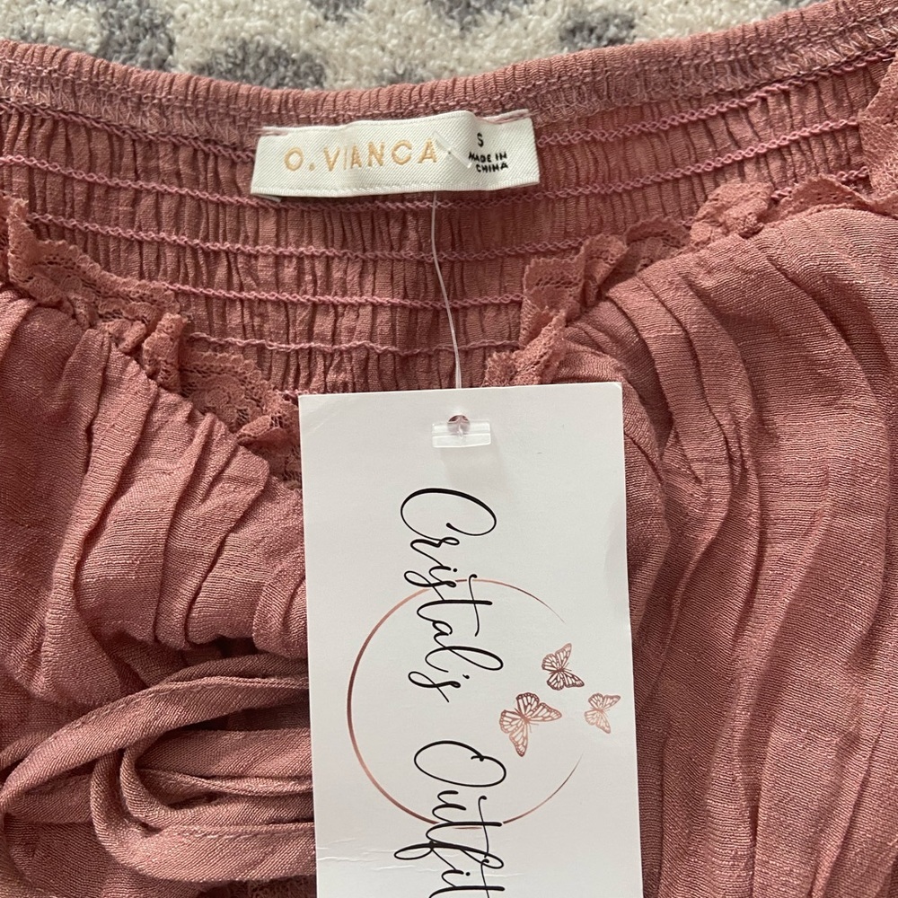 Boutique NWT O. Vianca boho style cropped blouse size small